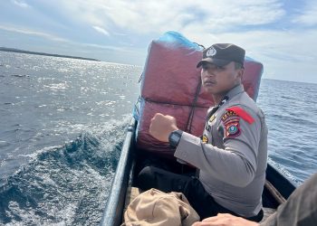 Beredar Video Polisi Pembawa Kotak Suara Terombang Ambing di Laut