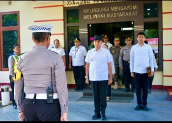 Pj Bupati Langkat Faisal Hasrimy Pimpin Apel Keselamatan Toba 2024