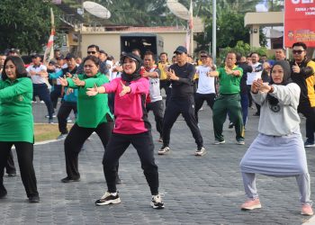 Sambut Hari Bhayangkara, Polres Batu Bara Senam Bersama dan Lomba Marathon 5 K