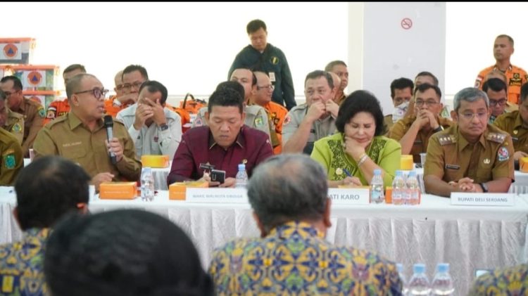 Rakor Penanggulangan Bencana, Pj Bupati Langkat Laporkan Banjir Tanjung Pura ke BNPB