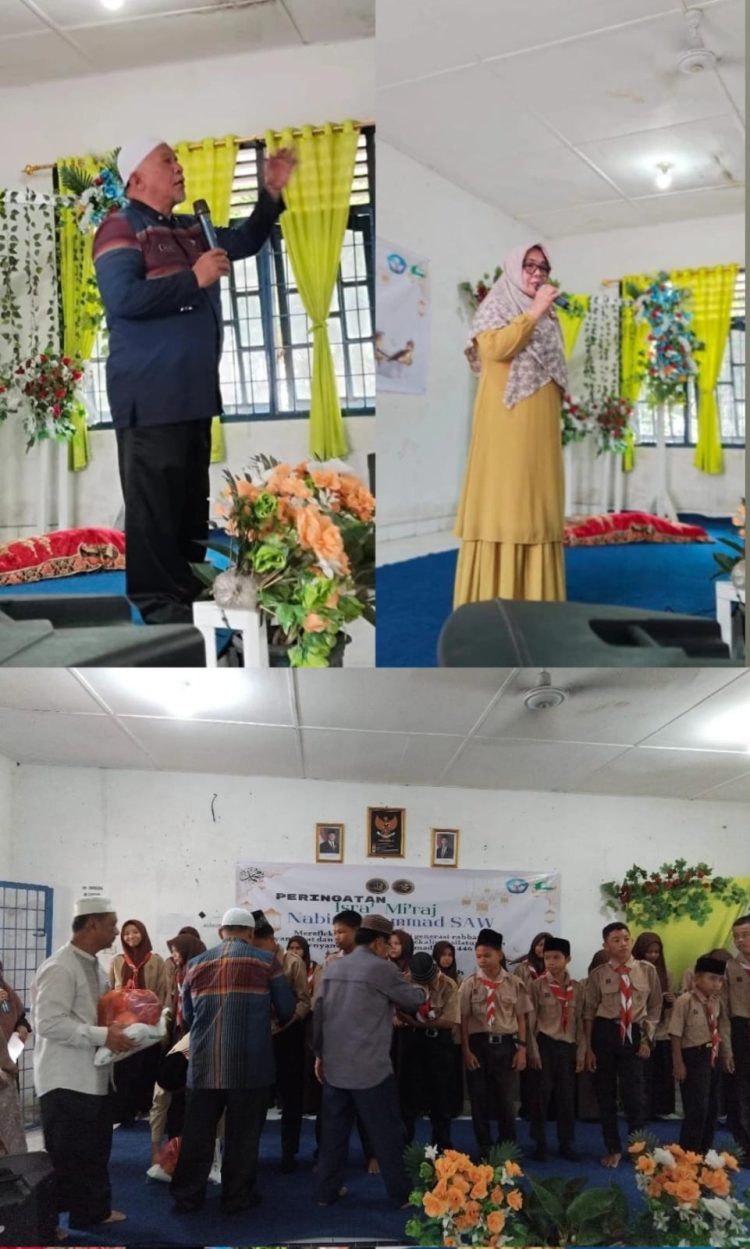 Peringati Isra’ Mi’raj, SMPN 1 Limapuluh  Santuni Anak Yatim